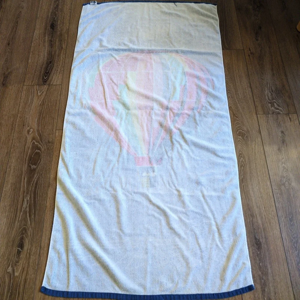 Vintage Seven‎ Seas Hot Air Ballon Beach Towel - Retro Colorful Bright EUC